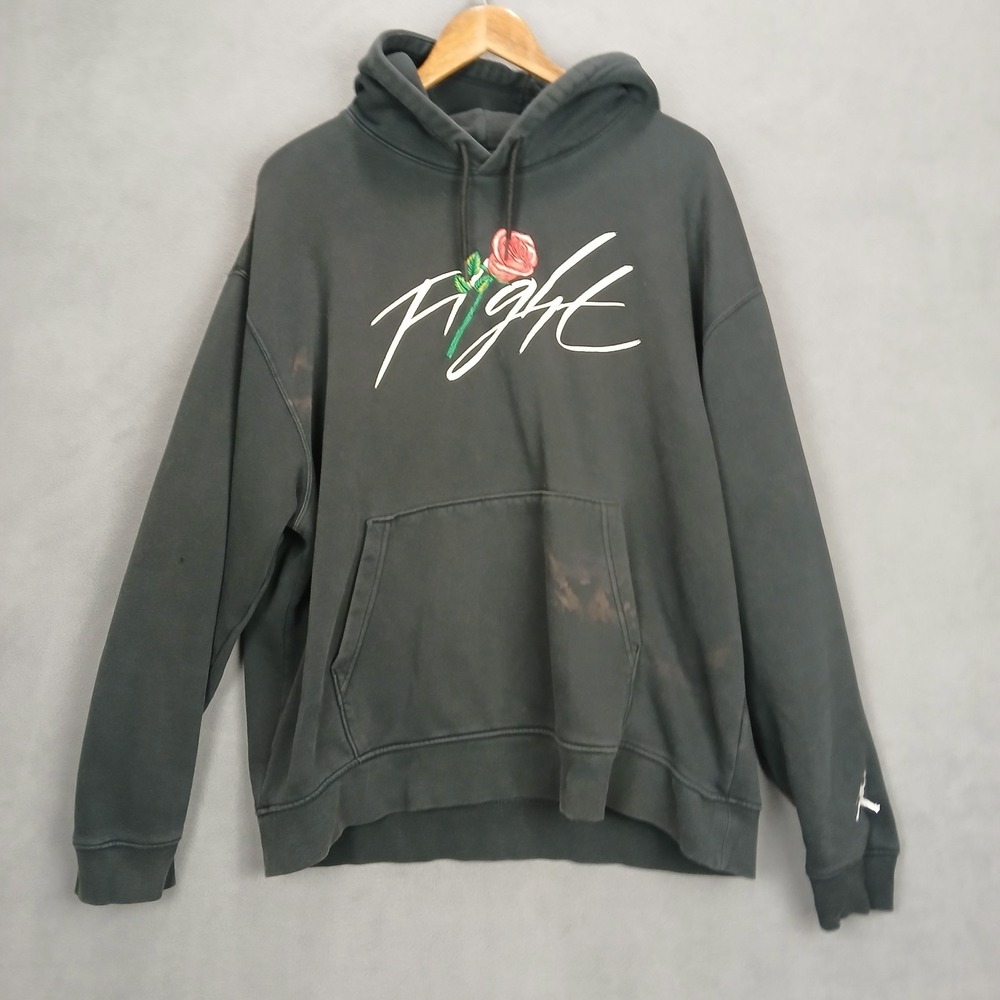 Air Jordan Mens Hoodie XL Black Cotton Lined Sorry For Your Loss Flower Warmth - Picture 1 of 12